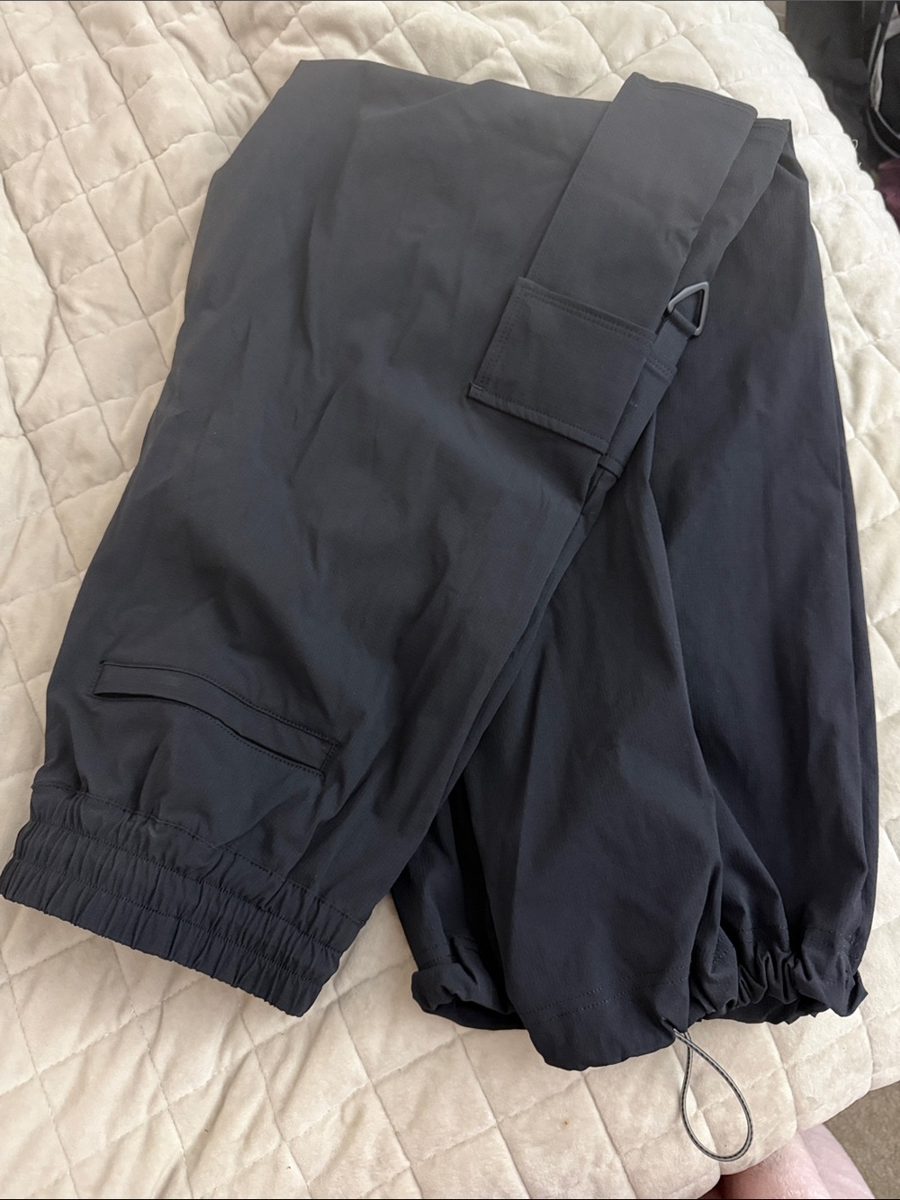 Fabletics Black Track Joggers with Utility Details